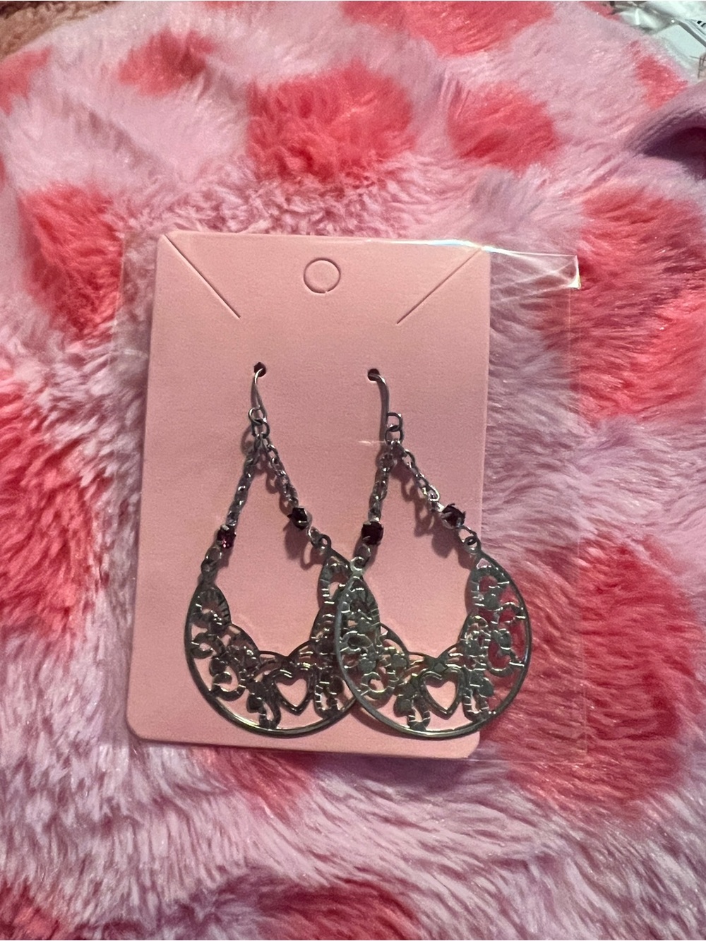 Silver Filigree Heart Drop Earrings - Women Jewelry